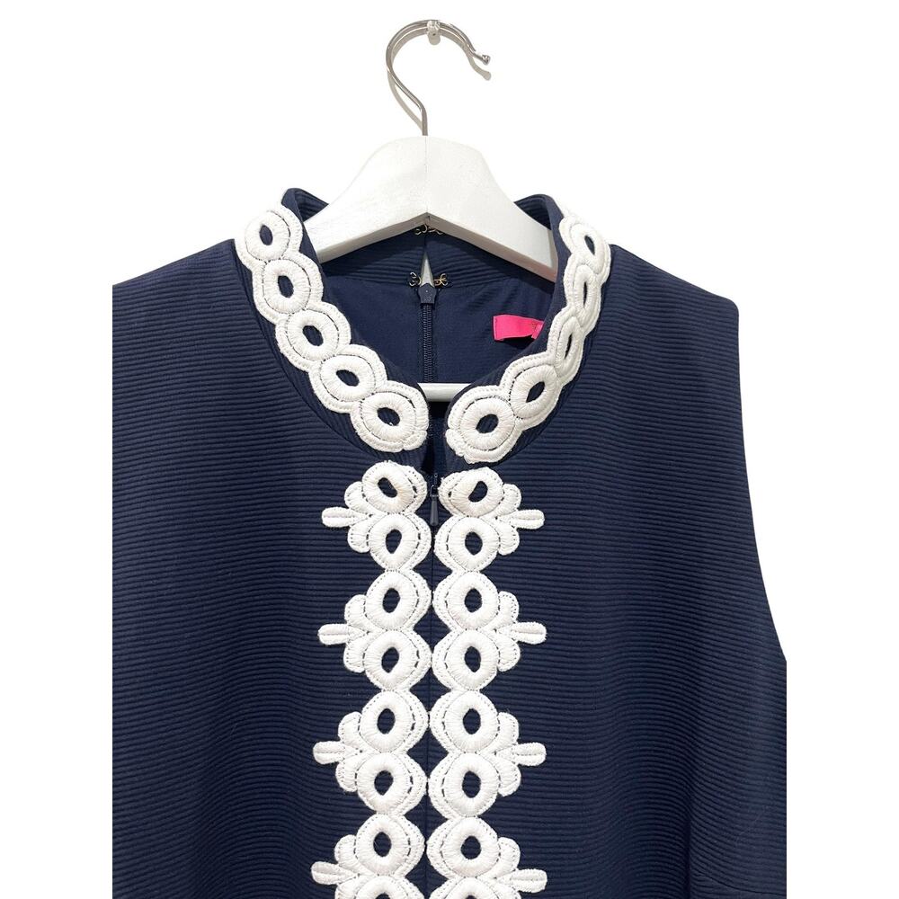 Lilly Pulitzer Callista Shift Dress Womens XL Navy Blue Embroidered Lace Mini - Picture 5 of 12